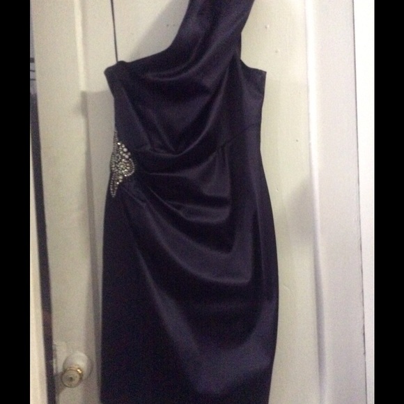 Off the Shoulder Navy Cocktail Dress