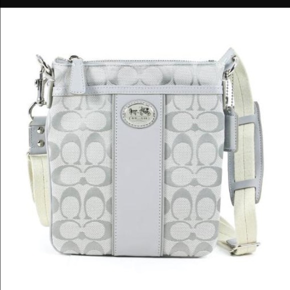 Gray Coach Crossbody purse.