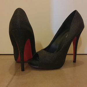 Black peep toe heels