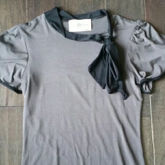 Fluxus Bow-Tie Neck Grey Blouse, Super Soft - Picture 4 of 4