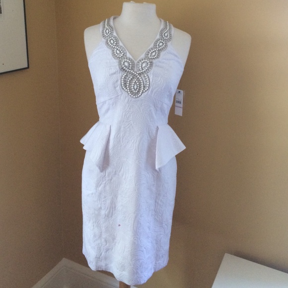 Laundry by Shelli Segal Jeweled White Dress