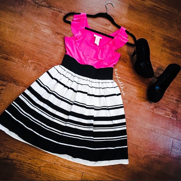 Candies Pink and Black & White Striped Dress - Picture 1 of 1