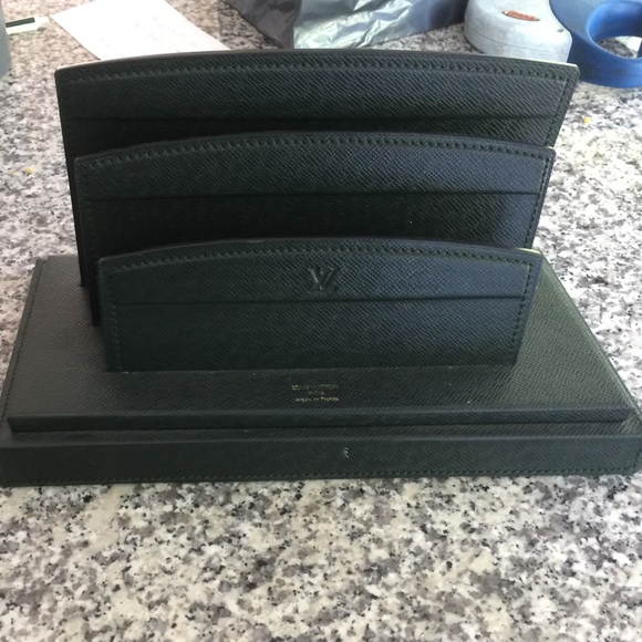 Green leather Louis Vuitton letter holder