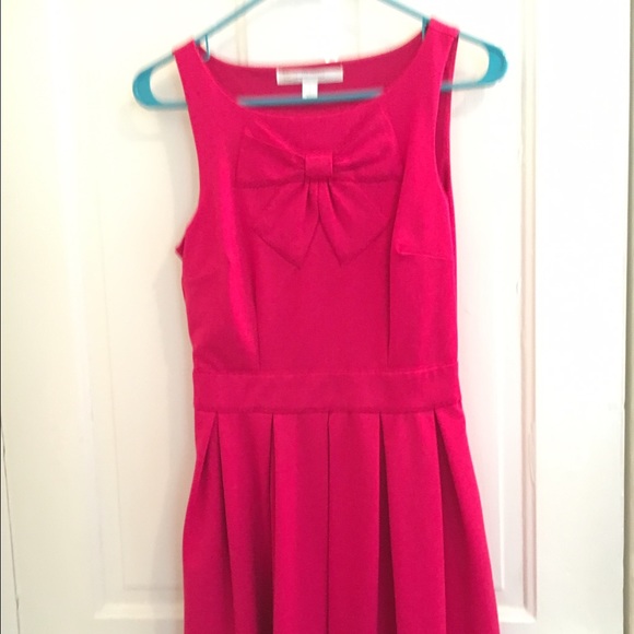 Pink bow front A line dress