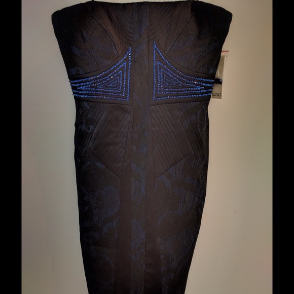 Badgley Mischka strapless stretch jacquard dress