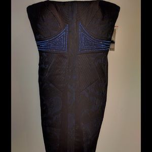 Badgley Mischka strapless stretch jacquard dress