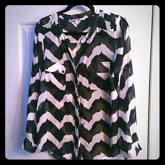 Navy and white chevron shear blouse