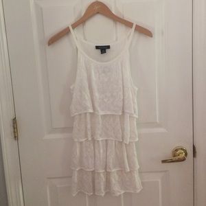 White ruffled tank top