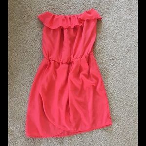 Salmon strapless dress
