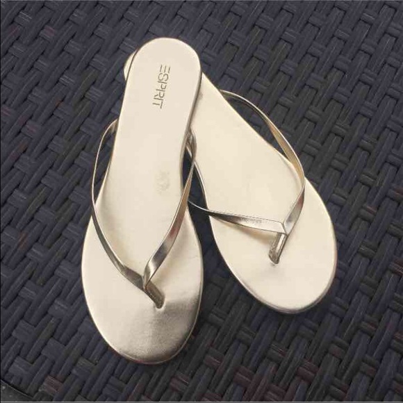 Gold flip flops