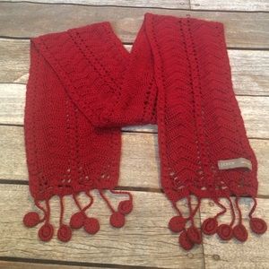 J. CREW Deep Red Crochet Scarf