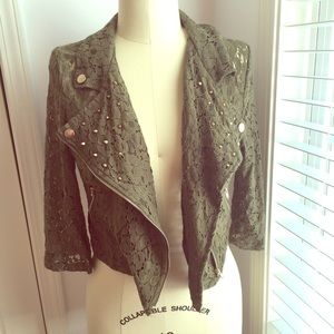 Daytrip army green lace blazer with studs