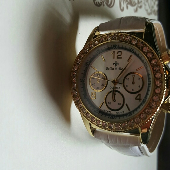 Bella rose white and gold watch