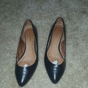 Aldo Black Leather Flats