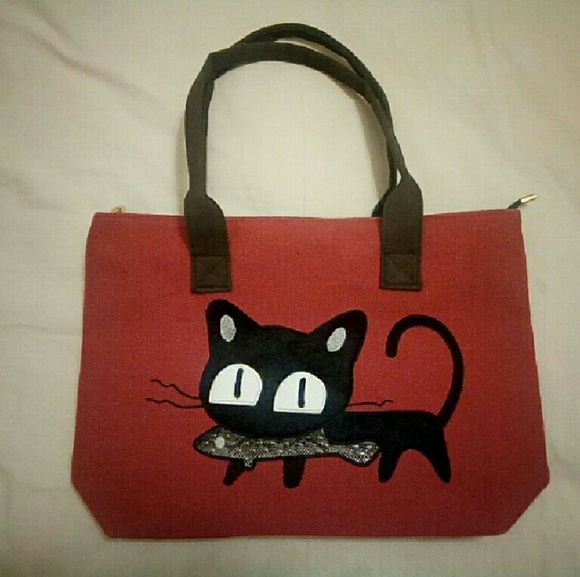 Black Cat Bag/Purse, Red