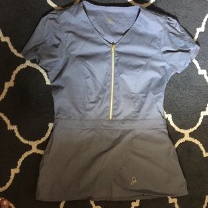 XS grey jaanuu peplum scrub top