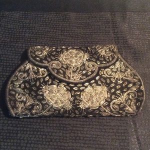 Antique vintage clutch velvet metal embellishment