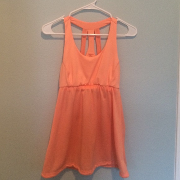 Orange workout tank with awesome back details