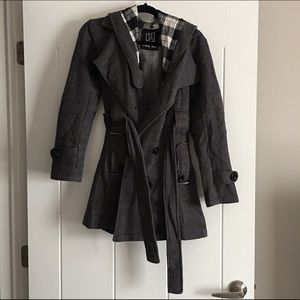 Gray and Plaid hooded jacket