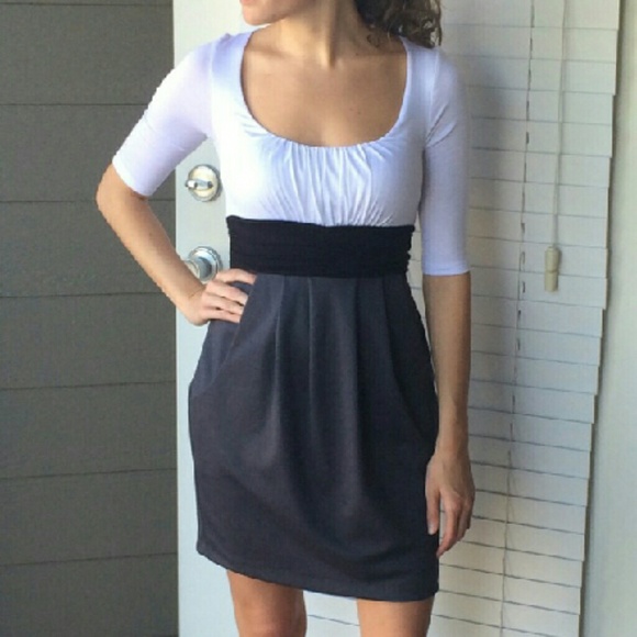 Gray and White Dress