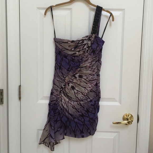 Bebe purple beaded one strap dress