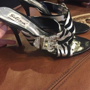 Zebra bling heels