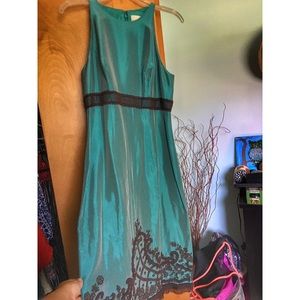 Badgley Mischka Teal and Black cocktail dress Sz 8