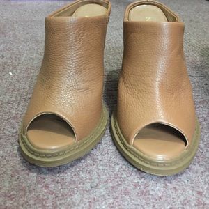 Slip on peep toe booties