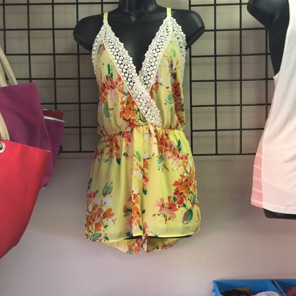 Yellow floral romper