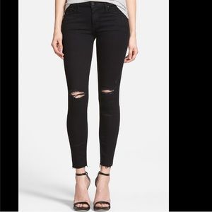 Mother The Looker Frayed Ankle Skinny Jeans