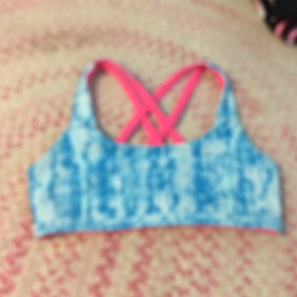 Pink and blue reversible Ivivva sports bra