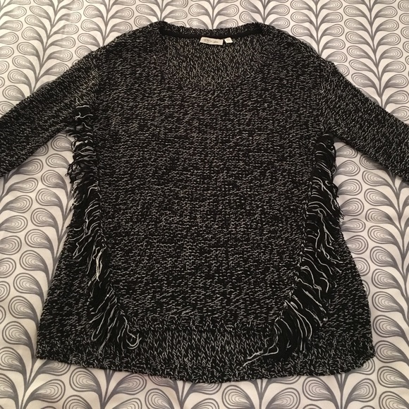 Black and White Fringe Sweater