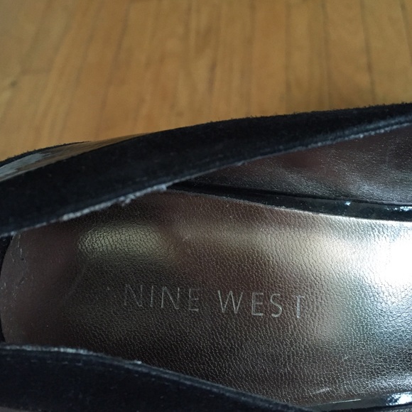 Nine West Black Suede and Patent Leather Peep Toe - Picture 2 of 4