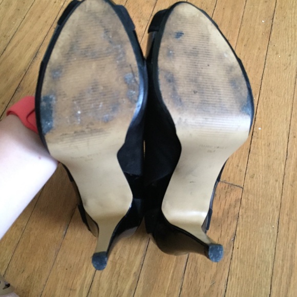 Nine West Black Suede and Patent Leather Peep Toe - Picture 3 of 4