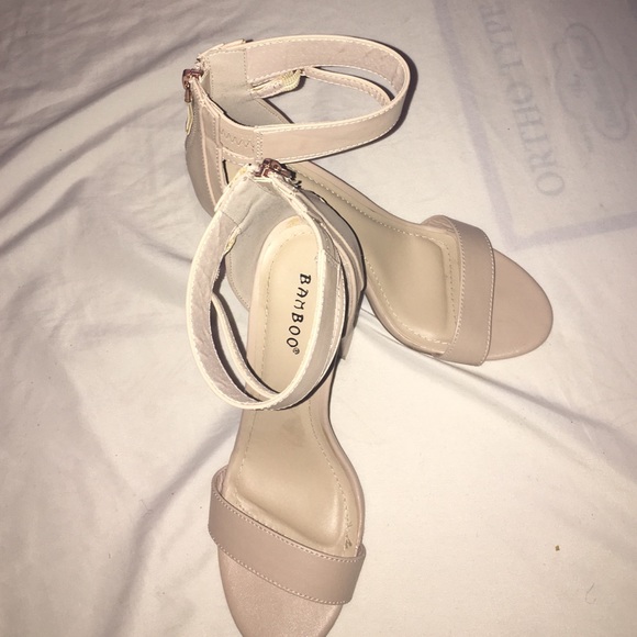 Tan ankle strap heels