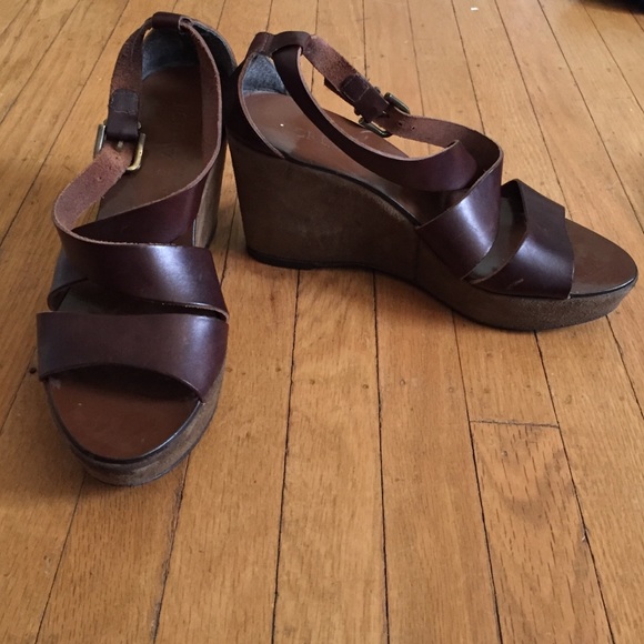 J.Crew Brown Leather and Suede Wedges size 8