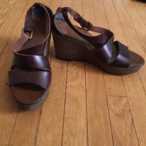 J.Crew Brown Leather and Suede Wedges size 8