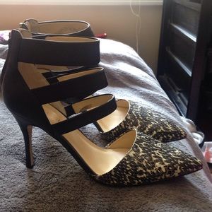 Black and white high heels