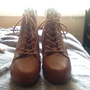 Brown lace up boots