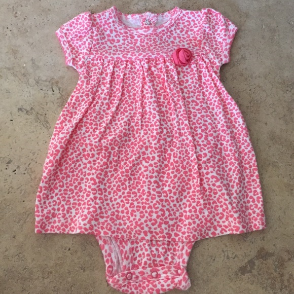 Carters pink leopard dress with built in onesie.