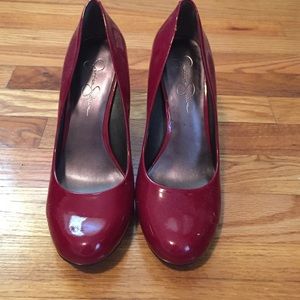 Red Jessica Simpson patent leather heels
