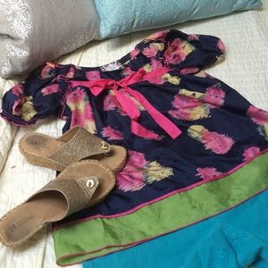 Darling Silky Top with Bow Accent