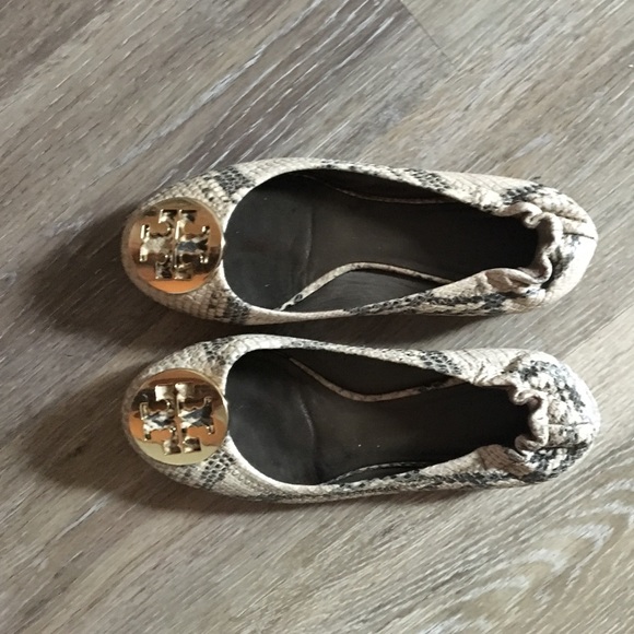 Tory Burch Reva snakeskin flats