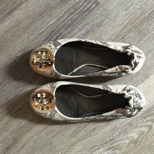 Tory Burch Reva snakeskin flats