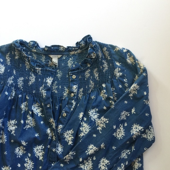 JCrew chambray loose top with flower print
