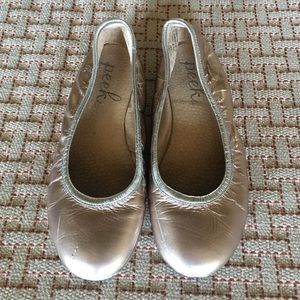 Girls rose gold and silver ballet flats