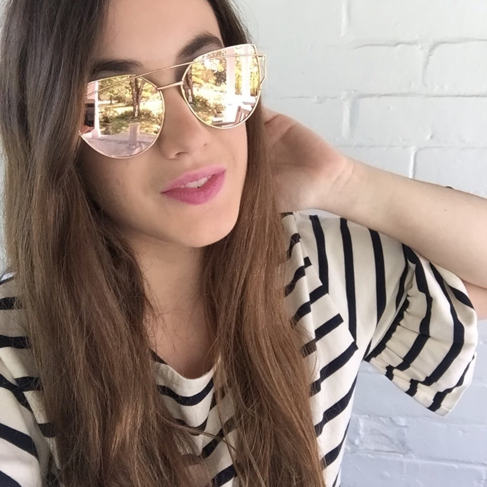 "Natalie" Sunglasses || Rose Gold Mirror Cat Eye - Picture 4 of 6