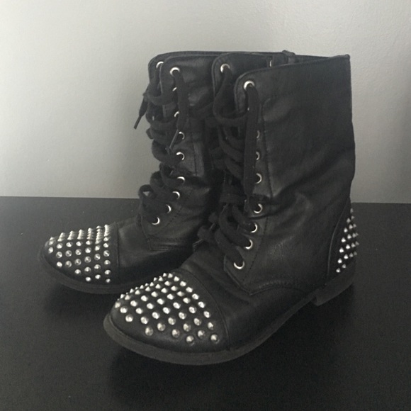 BLACK STUDDED COMBAT BOOTS