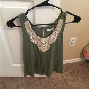 Urban outfitters green embroidered top