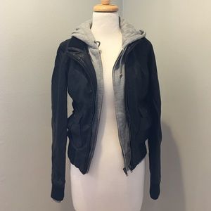 Obey leather hoodie sz S